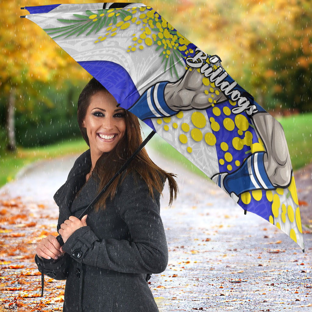Canterbury Bankstown Bulldogs Umbrella Golden Wattle Floral Polynesian - Australian Flower - Rugby Mascot