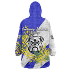 Canterbury Bankstown Bulldogs Wearable Blanket Hoodie Golden Wattle Floral Polynesian - Australian Flower - Rugby Mascot