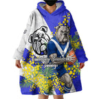 Canterbury Bankstown Bulldogs Wearable Blanket Hoodie Golden Wattle Floral Polynesian - Australian Flower - Rugby Mascot