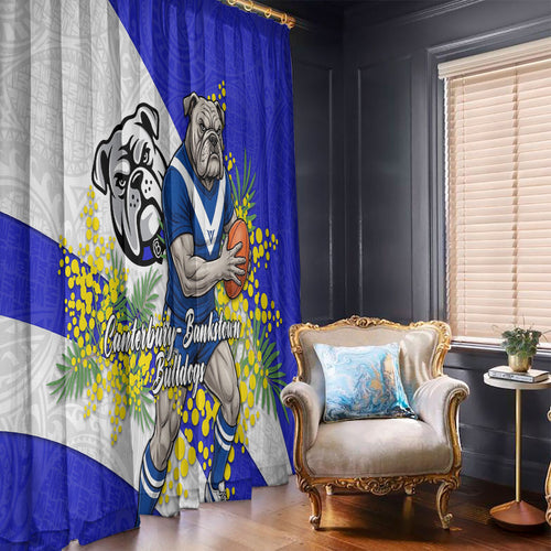 Canterbury Bankstown Bulldogs Window Curtain Golden Wattle Floral Polynesian - Australian Flower - Rugby Mascot