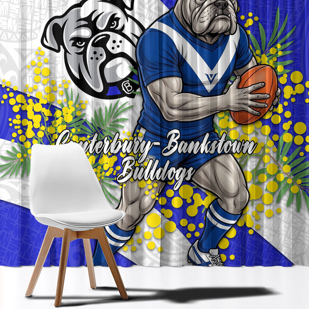 Canterbury Bankstown Bulldogs Window Curtain Golden Wattle Floral Polynesian - Australian Flower - Rugby Mascot