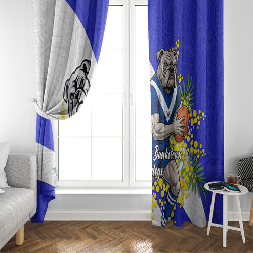 Canterbury Bankstown Bulldogs Window Curtain Golden Wattle Floral Polynesian - Australian Flower - Rugby Mascot