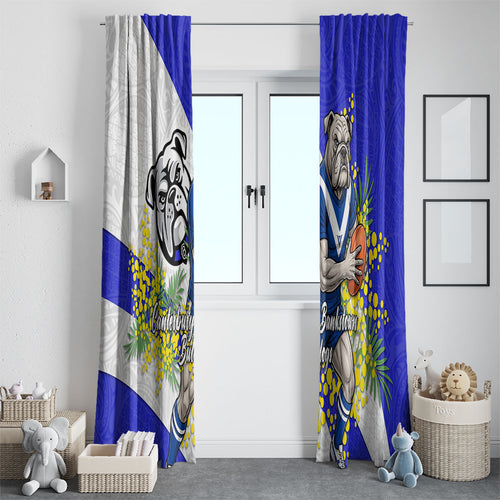 Canterbury Bankstown Bulldogs Window Curtain Golden Wattle Floral Polynesian - Australian Flower - Rugby Mascot
