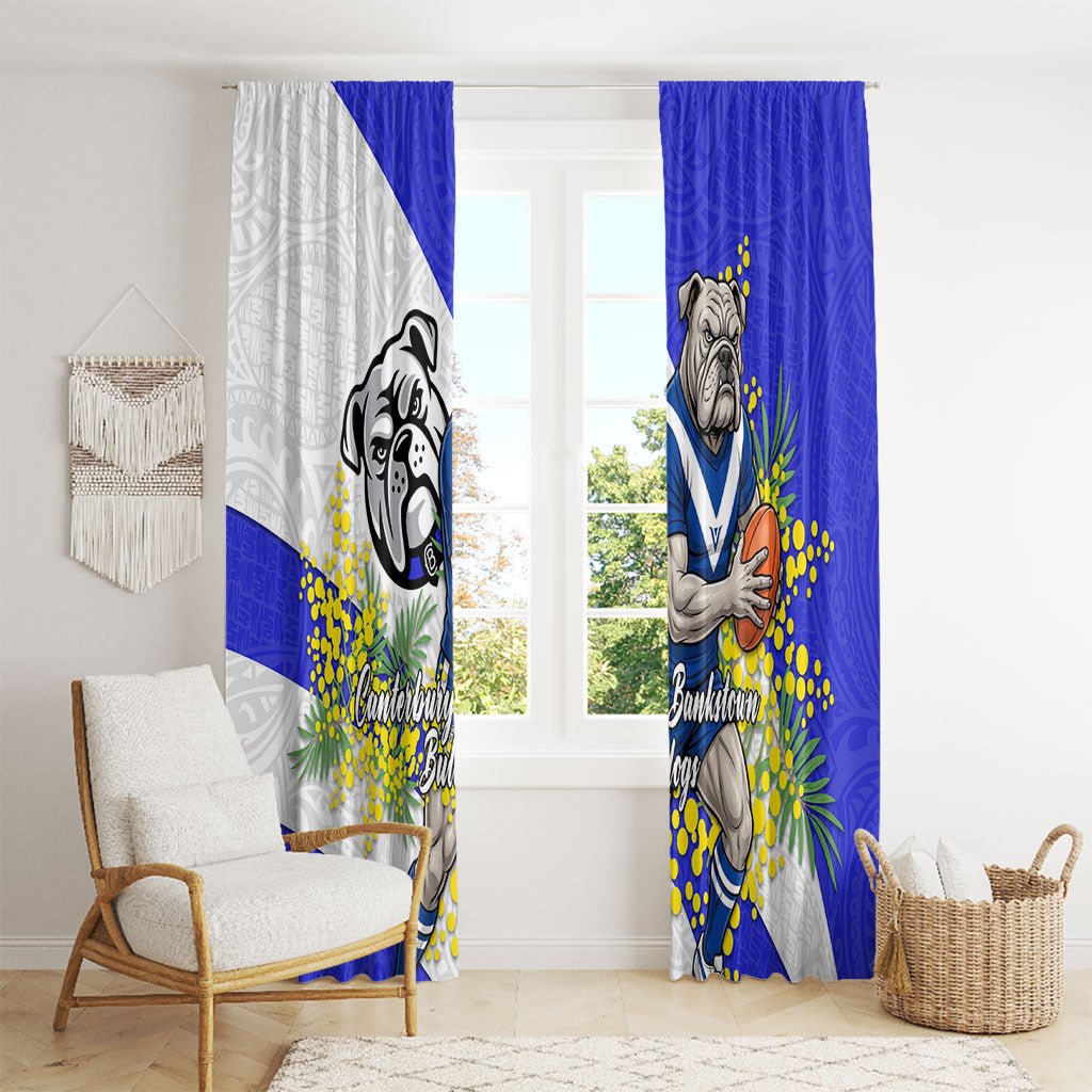 Canterbury Bankstown Bulldogs Window Curtain Golden Wattle Floral Polynesian - Australian Flower - Rugby Mascot