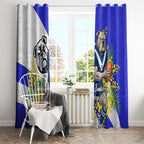 Canterbury Bankstown Bulldogs Window Curtain Golden Wattle Floral Polynesian - Australian Flower - Rugby Mascot