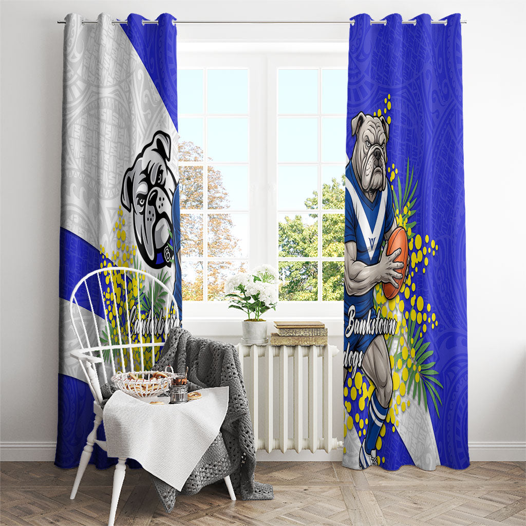 Canterbury Bankstown Bulldogs Window Curtain Golden Wattle Floral Polynesian - Australian Flower - Rugby Mascot
