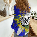 Canterbury Bankstown Bulldogs Women Casual Shirt Golden Wattle Floral Polynesian - Australian Flower - Rugby Mascot