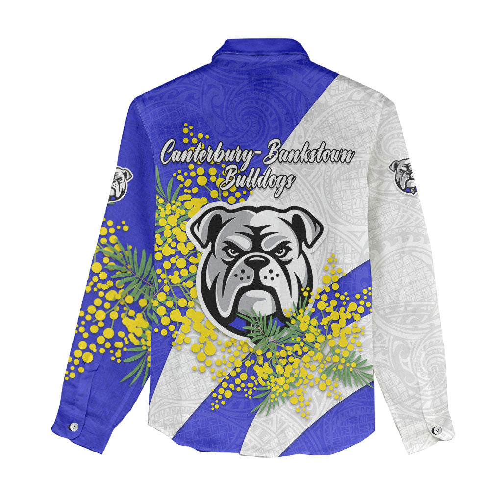 Canterbury Bankstown Bulldogs Women Casual Shirt Golden Wattle Floral Polynesian - Australian Flower - Rugby Mascot