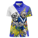 Canterbury Bankstown Bulldogs Women Polo Shirt Golden Wattle Floral Polynesian - Australian Flower - Rugby Mascot