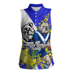 Canterbury Bankstown Bulldogs Women Sleeveless Polo Shirt Golden Wattle Floral Polynesian - Australian Flower - Rugby Mascot