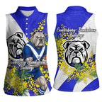 Canterbury Bankstown Bulldogs Women Sleeveless Polo Shirt Golden Wattle Floral Polynesian - Australian Flower - Rugby Mascot
