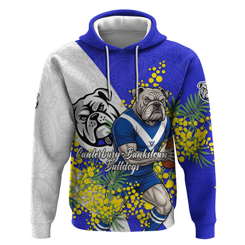Canterbury Bankstown Bulldogs Zip Hoodie Golden Wattle Floral Polynesian - Australian Flower - Rugby Mascot