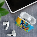 Gold Coast Titans AirPods Case Golden Wattle Floral Polynesian - Australian Flower - Rugby Mascot