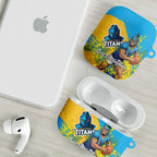 Gold Coast Titans AirPods Case Golden Wattle Floral Polynesian - Australian Flower - Rugby Mascot