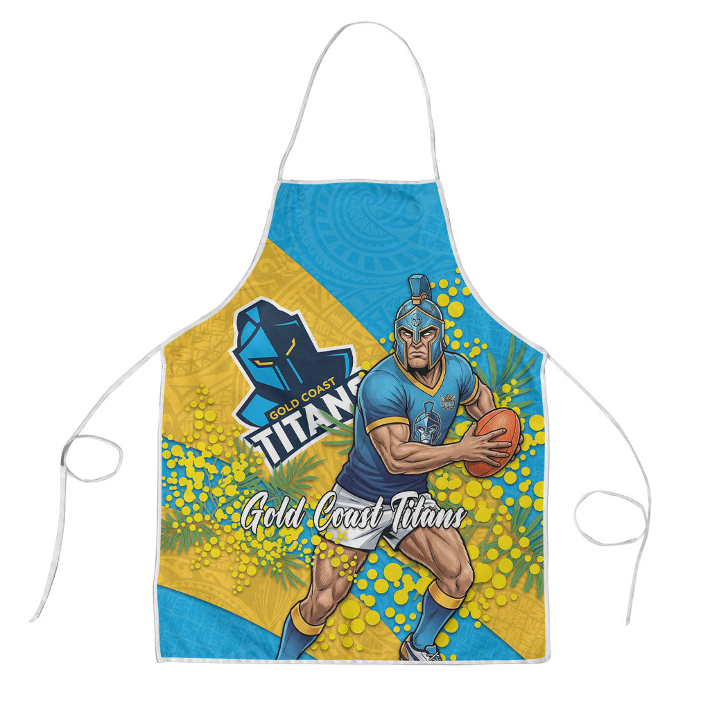 Gold Coast Titans Apron Golden Wattle Floral Polynesian - Australian Flower - Rugby Mascot