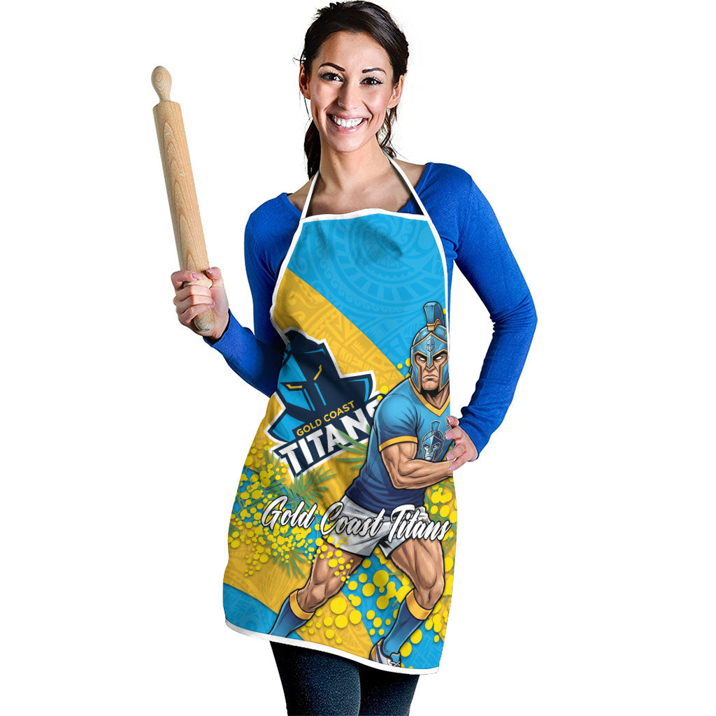 Gold Coast Titans Apron Golden Wattle Floral Polynesian - Australian Flower - Rugby Mascot