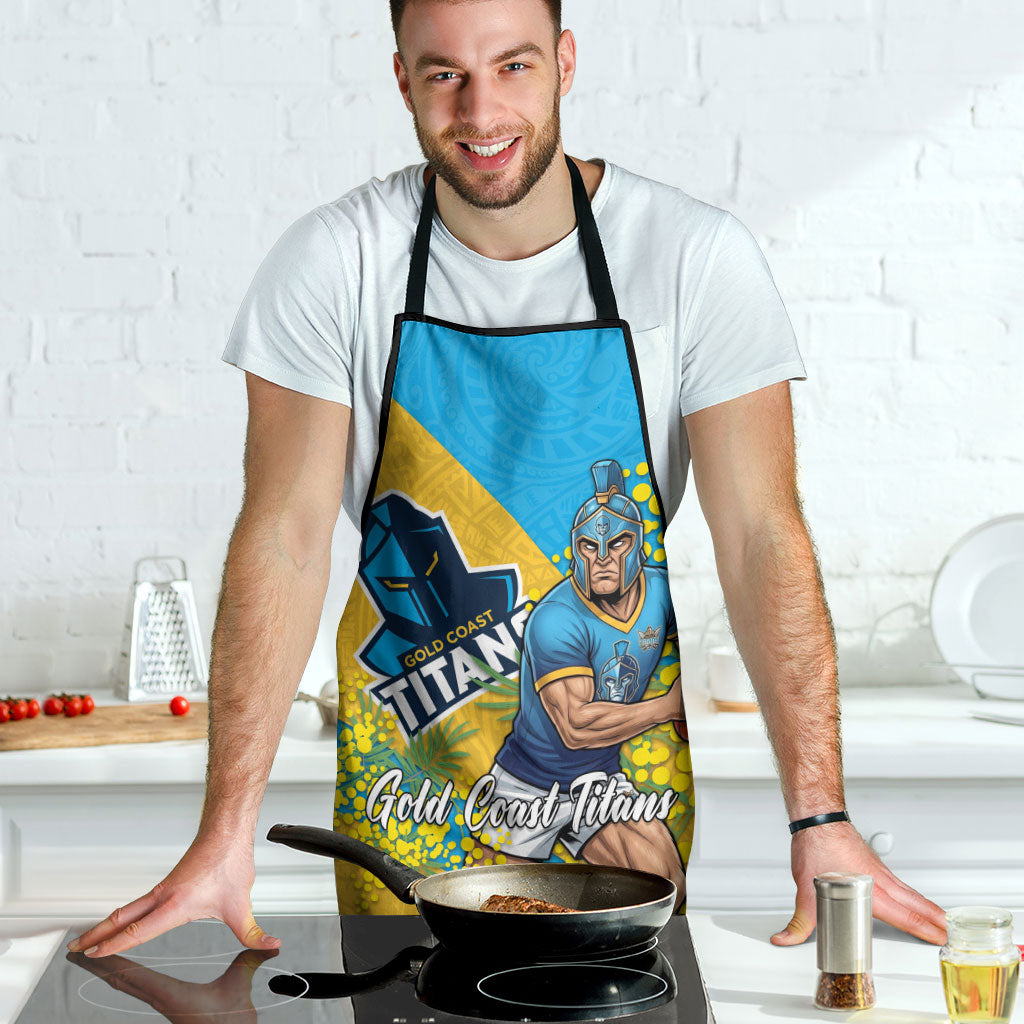 Gold Coast Titans Apron Golden Wattle Floral Polynesian - Australian Flower - Rugby Mascot
