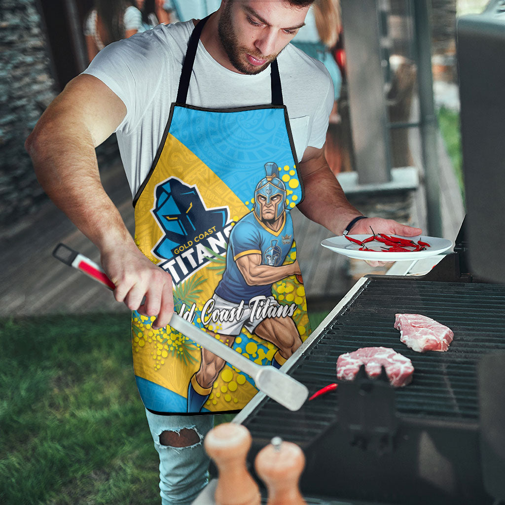 Gold Coast Titans Apron Golden Wattle Floral Polynesian - Australian Flower - Rugby Mascot