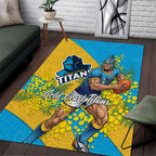 Gold Coast Titans Area Rug Golden Wattle Floral Polynesian - Australian Flower - Rugby Mascot