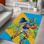 Gold Coast Titans Area Rug Golden Wattle Floral Polynesian - Australian Flower - Rugby Mascot