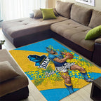 Gold Coast Titans Area Rug Golden Wattle Floral Polynesian - Australian Flower - Rugby Mascot