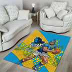 Gold Coast Titans Area Rug Golden Wattle Floral Polynesian - Australian Flower - Rugby Mascot