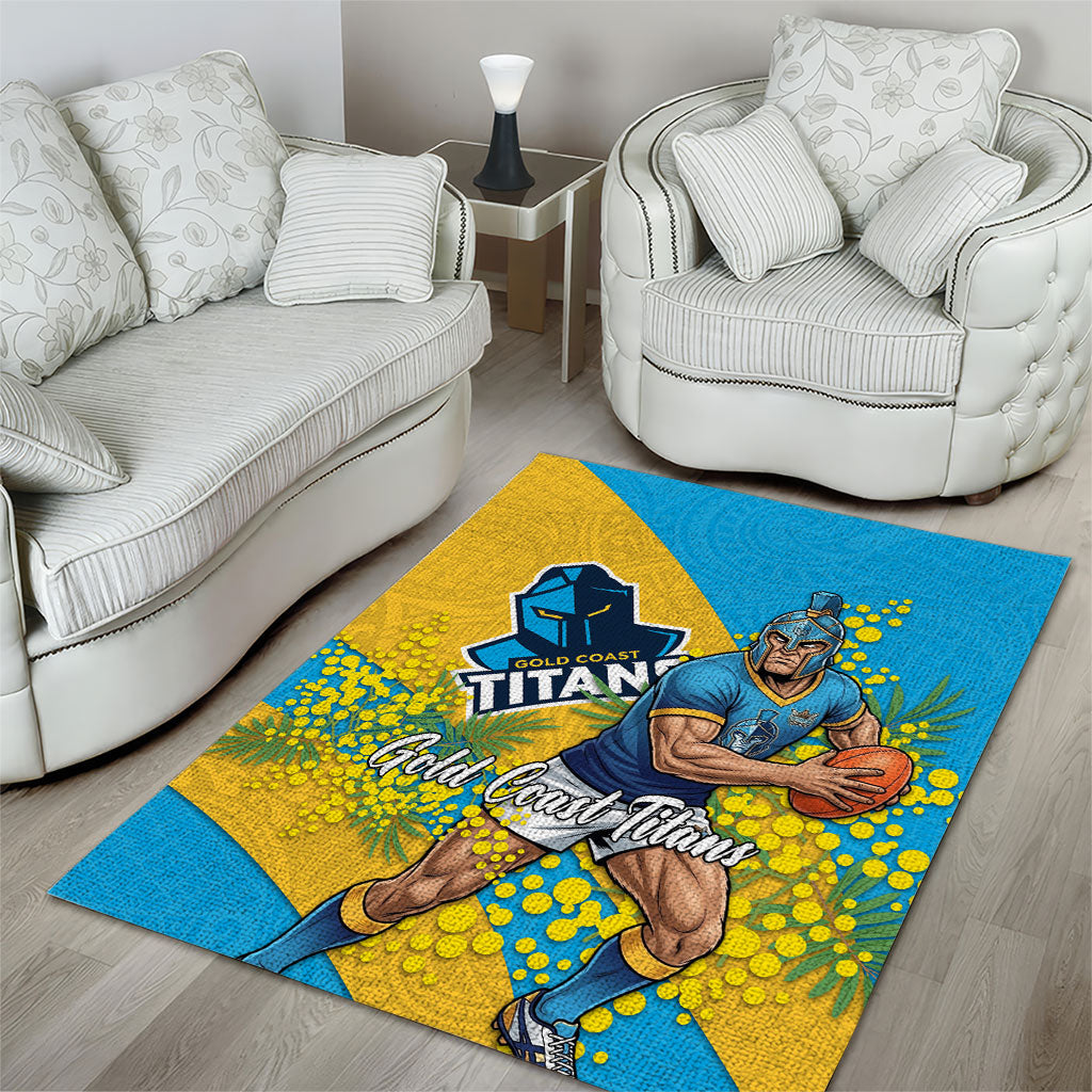 Gold Coast Titans Area Rug Golden Wattle Floral Polynesian - Australian Flower - Rugby Mascot