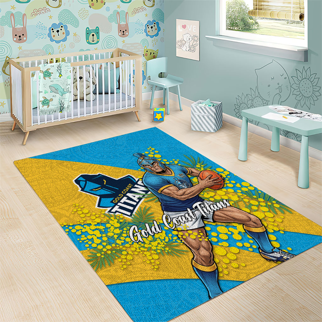 Gold Coast Titans Area Rug Golden Wattle Floral Polynesian - Australian Flower - Rugby Mascot