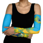 Gold Coast Titans Arm Sleeves Golden Wattle Floral Polynesian - Australian Flower - Rugby Mascot