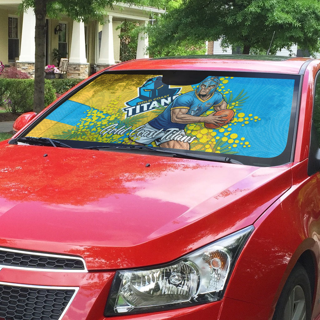 Gold Coast Titans Auto Sun Shade Golden Wattle Floral Polynesian - Australian Flower - Rugby Mascot