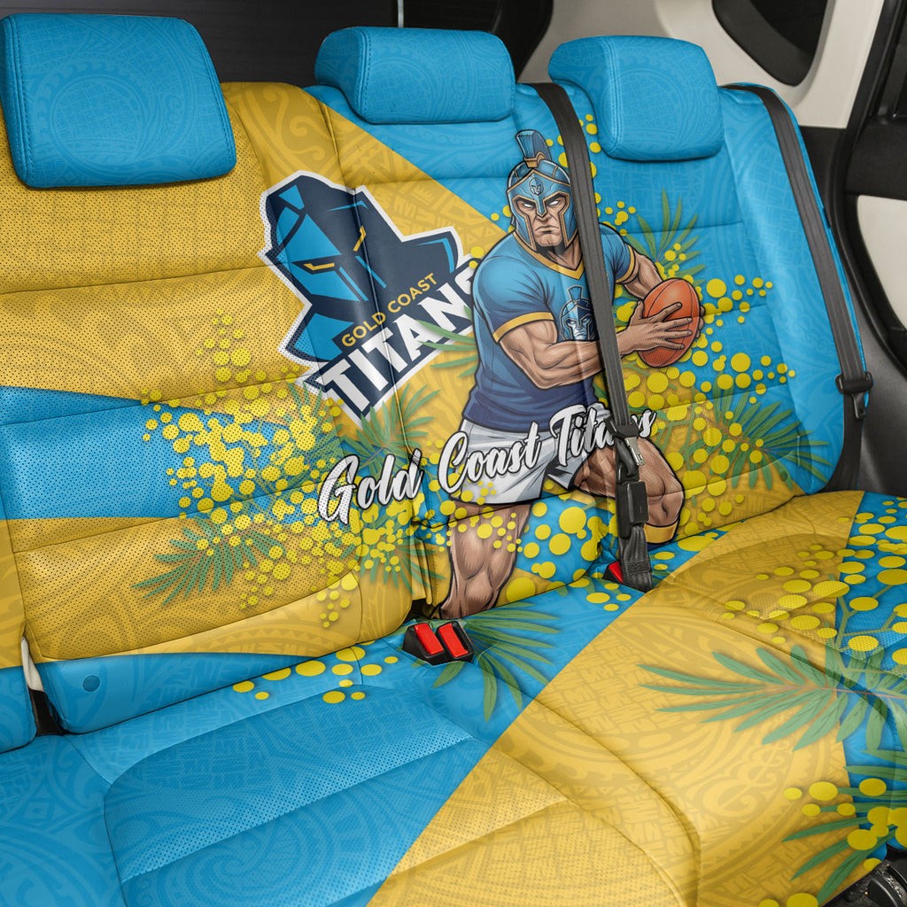 Gold Coast Titans Back Car Seat Cover Golden Wattle Floral Polynesian - Australian Flower - Rugby Mascot
