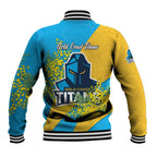 Gold Coast Titans Baseball Jacket Golden Wattle Floral Polynesian - Australian Flower - Rugby Mascot
