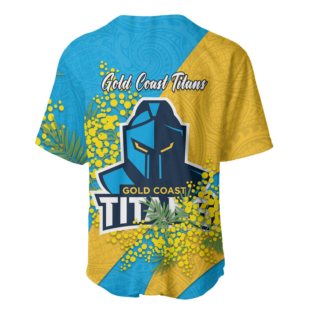 Gold Coast Titans Baseball Jersey Golden Wattle Floral Polynesian - Australian Flower - Rugby Mascot