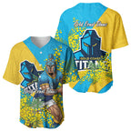 Gold Coast Titans Baseball Jersey Golden Wattle Floral Polynesian - Australian Flower - Rugby Mascot