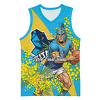 Gold Coast Titans Basketball Jersey Golden Wattle Floral Polynesian - Australian Flower - Rugby Mascot