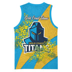 Gold Coast Titans Basketball Jersey Golden Wattle Floral Polynesian - Australian Flower - Rugby Mascot
