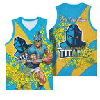 Gold Coast Titans Basketball Jersey Golden Wattle Floral Polynesian - Australian Flower - Rugby Mascot