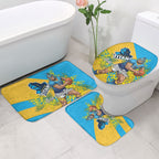 Gold Coast Titans Bathroom Set Golden Wattle Floral Polynesian - Australian Flower - Rugby Mascot