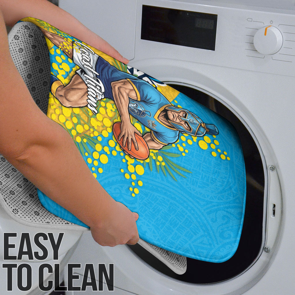 Gold Coast Titans Bathroom Set Golden Wattle Floral Polynesian - Australian Flower - Rugby Mascot
