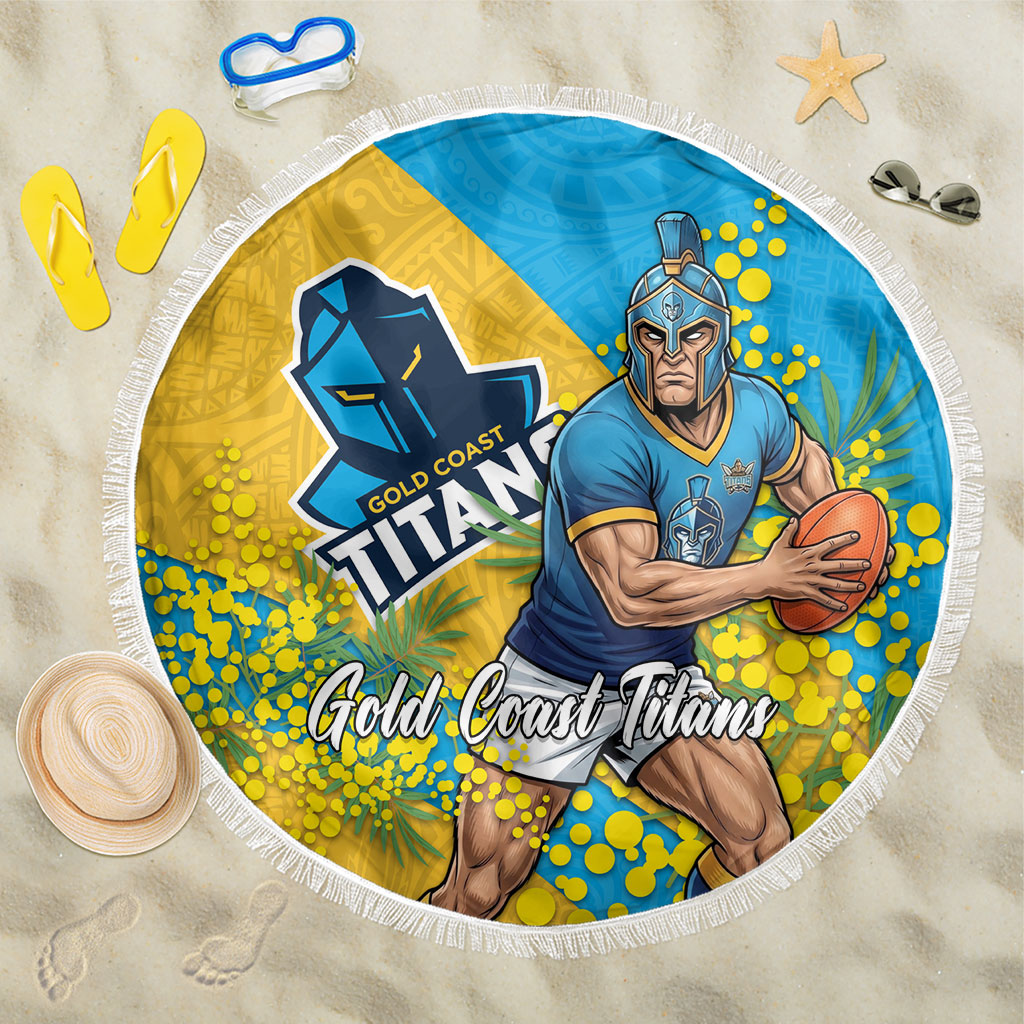 Gold Coast Titans Beach Blanket Golden Wattle Floral Polynesian - Australian Flower - Rugby Mascot