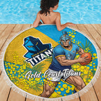 Gold Coast Titans Beach Blanket Golden Wattle Floral Polynesian - Australian Flower - Rugby Mascot