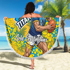 Gold Coast Titans Beach Blanket Golden Wattle Floral Polynesian - Australian Flower - Rugby Mascot