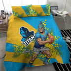 Gold Coast Titans Bedding Set Golden Wattle Floral Polynesian - Australian Flower - Rugby Mascot