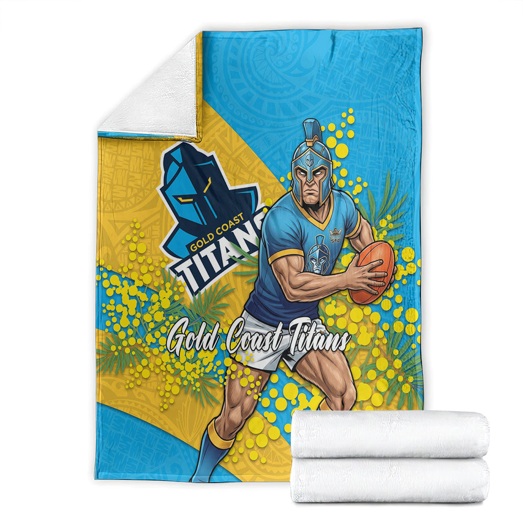 Gold Coast Titans Blanket Golden Wattle Floral Polynesian - Australian Flower - Rugby Mascot