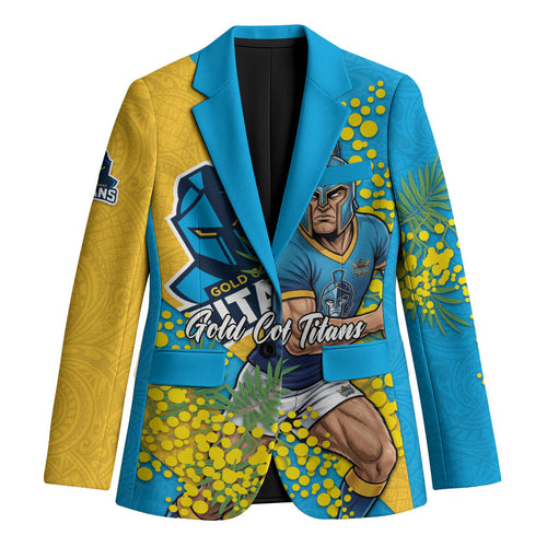 Gold Coast Titans Blazer Golden Wattle Floral Polynesian - Australian Flower - Rugby Mascot