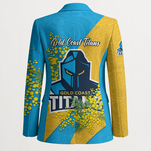 Gold Coast Titans Blazer Golden Wattle Floral Polynesian - Australian Flower - Rugby Mascot