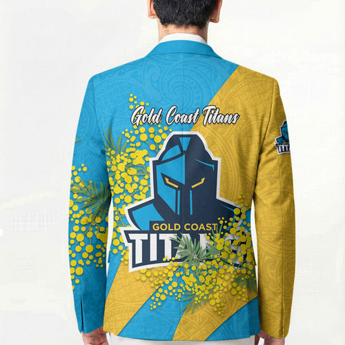 Gold Coast Titans Blazer Golden Wattle Floral Polynesian - Australian Flower - Rugby Mascot