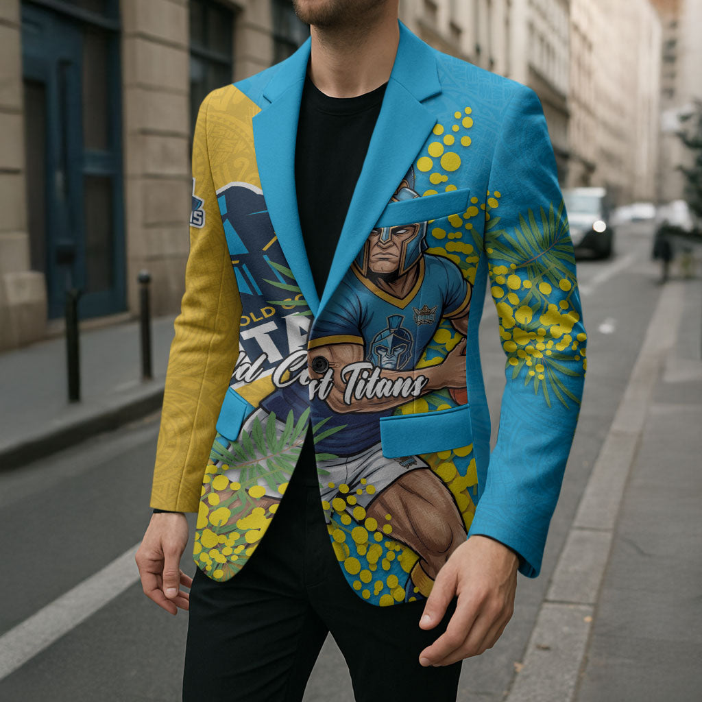 Gold Coast Titans Blazer Golden Wattle Floral Polynesian - Australian Flower - Rugby Mascot