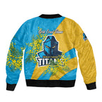 Gold Coast Titans Bomber Jacket Golden Wattle Floral Polynesian - Australian Flower - Rugby Mascot