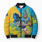 Gold Coast Titans Bomber Puffer Jacket Golden Wattle Floral Polynesian - Australian Flower - Rugby Mascot